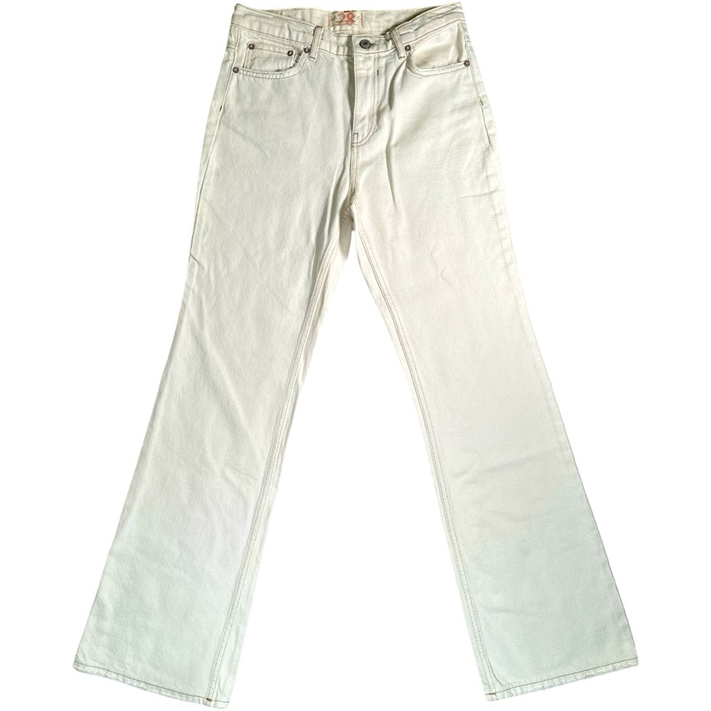 We The Free Free People Beige Flare Wide Leg High Rise Jeans Women's Size 28 EUC